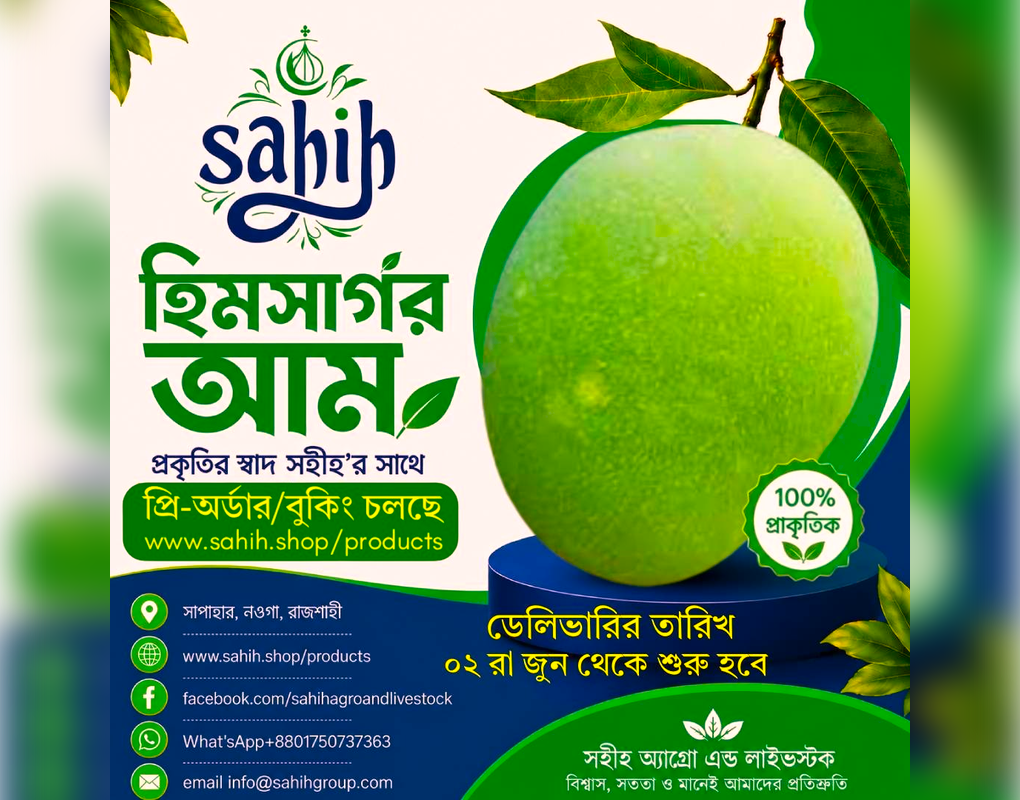 Sahih Premium Himsagar Aam (হিমসাগর, রাজশাহী) ফ্রি-ডেলিভারি